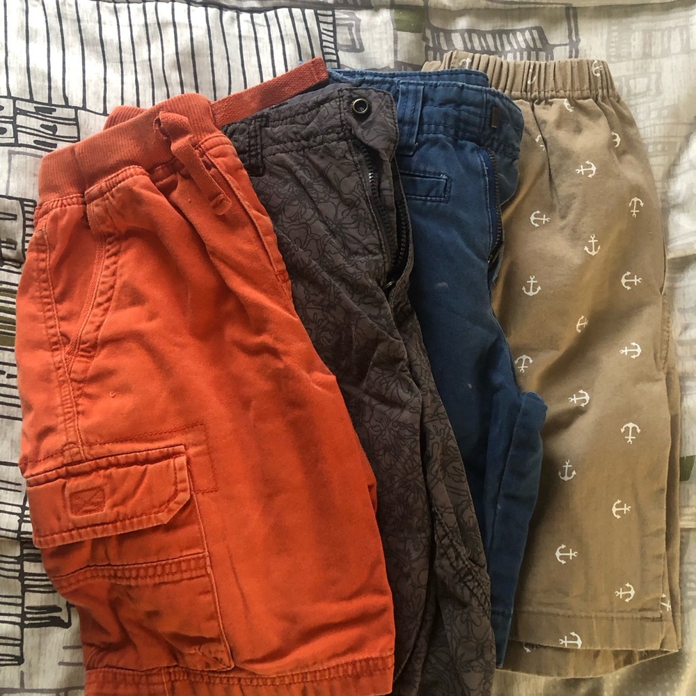 Kids Cargo Shorts Set - Orange, Brown, Blue, Tan